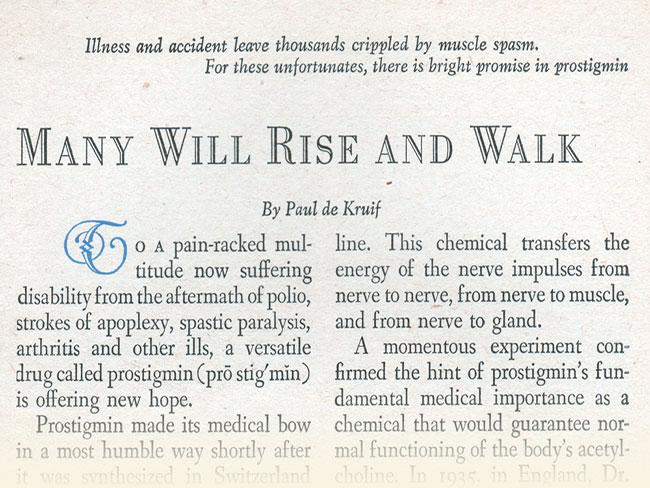 'Many Will Rise and Walk' article clipping from Readers Digest, February 1946.